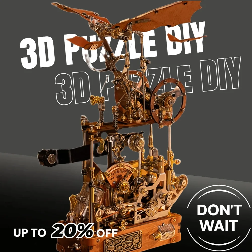 

1121PCS Da Vinci manuscript flapping wing machine electric assembly model 3D puzzle ornament gift ornament building block
