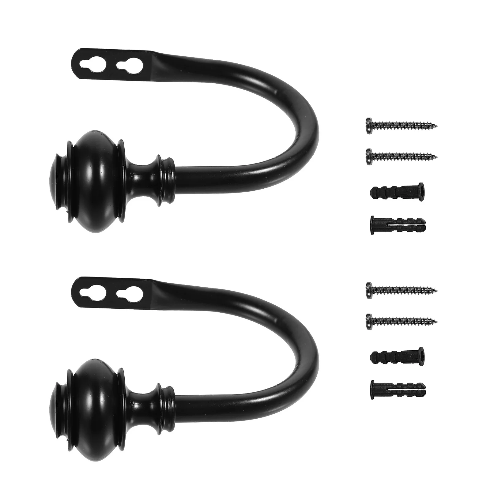 

2Pcs Curtain Hooks Iron U-Shape Tiebacks Wall Mounted Vintage Style Crystal Rod Drapery Holdbacks Home Decor Rust Resistant