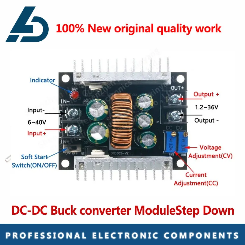 300W 20A DC-DC Buck Converter  Constant Current LED Driver Power Step Down Voltage Module Electrolytic Capacitor