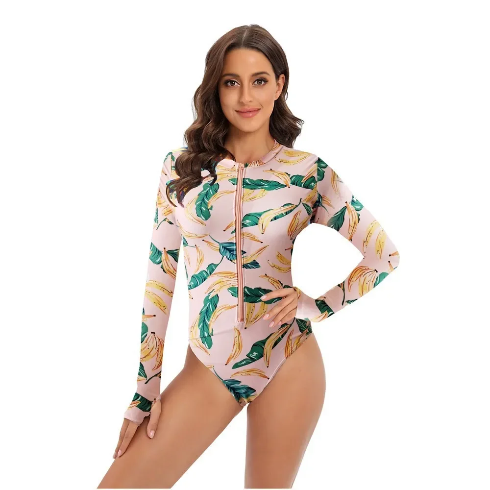 New One-Piece Swimsuit Closed Long Sleeve Swimwear For Sports Surfing Bodysuit Women Swimming Bathing Suit Beachwear Pool Bather