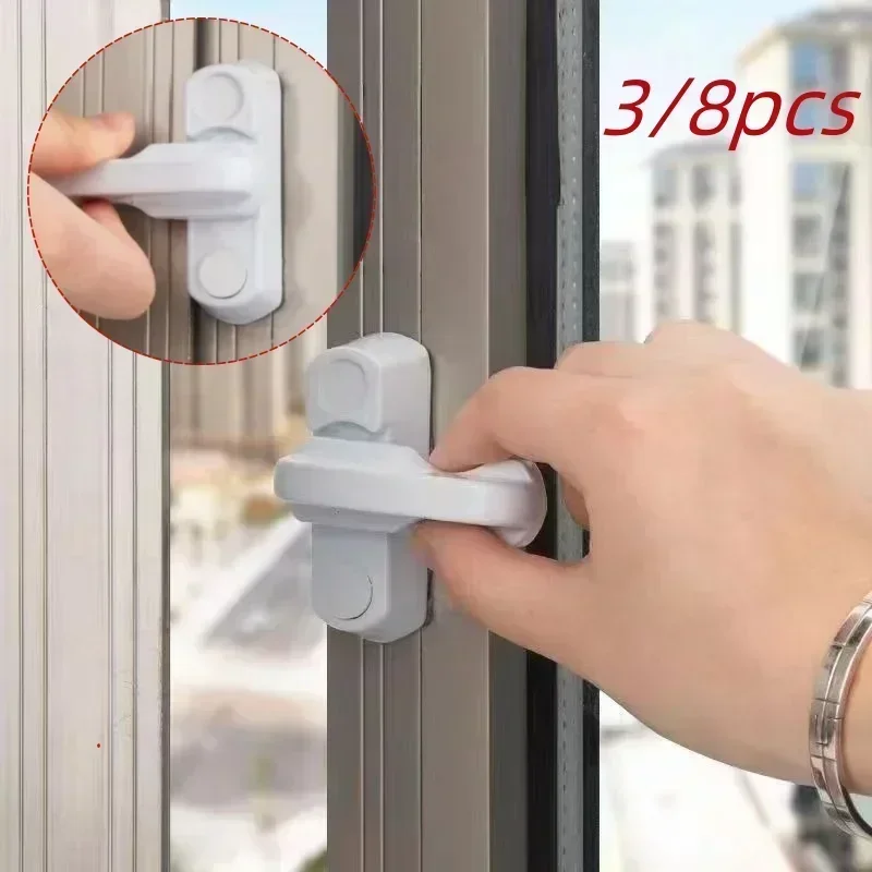 

3/8pcs practical white door locks, anti-theft, suitable for home balconies, doors and windows, various cabinet doors, etc