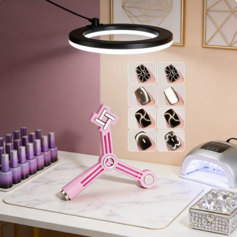 Imã de Unha em Forma de Estrela de Cinco Pontas 4 em 1 Ferramenta Magnética Multifuncional para Gel Cat Eye, Imã para Esmalte Gel UV/LED