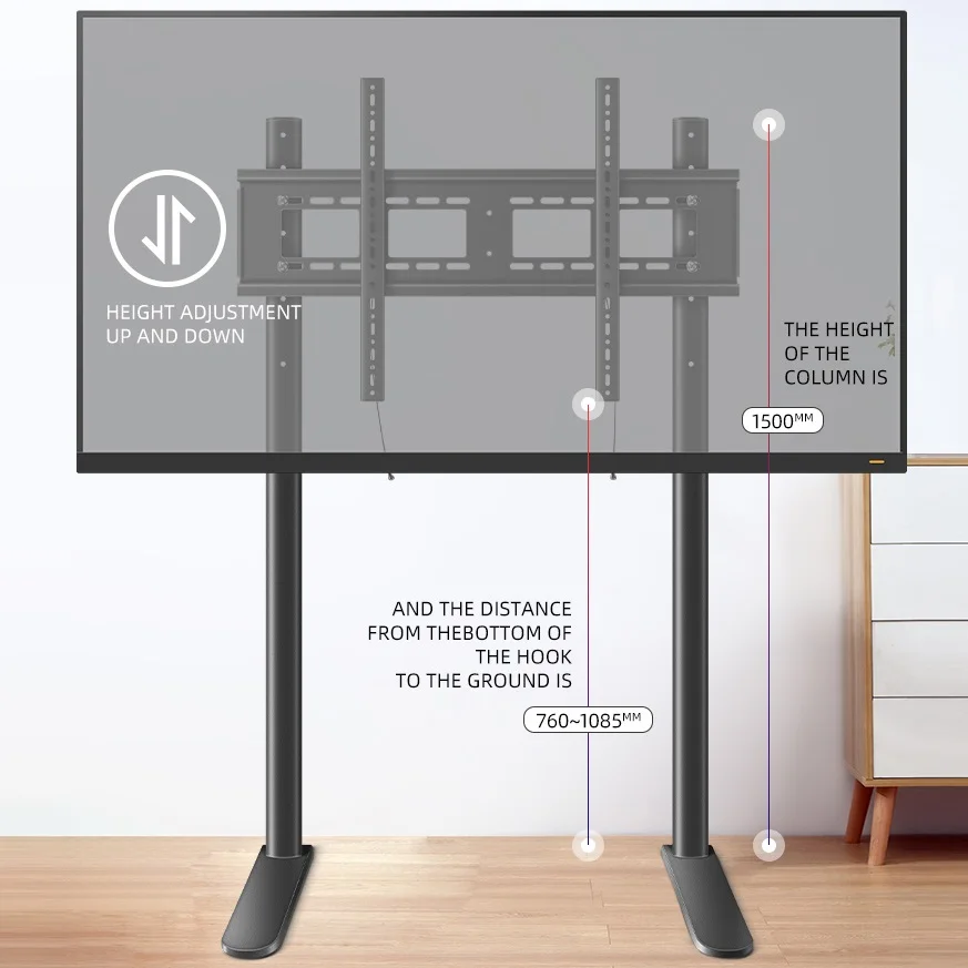 HILLPORT 55 65 75 80 85 90 95 100 inch Desktop TV Stand Floor Bracket Support LCD Height Adjustable Monitor Mounting Arm DZL10