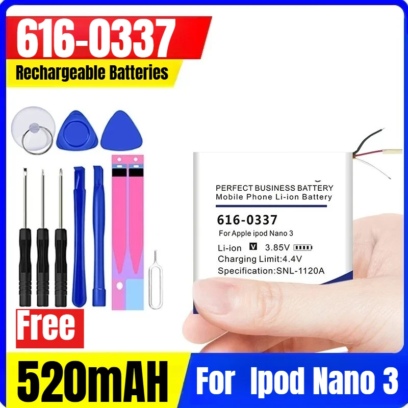 

New 616-0337 520mAH Battery for Ipod Nano 3 + Tool Kit