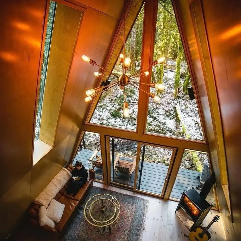 Triangle A Frame Modern Tiny House Portable Wooden Cabin Outdoor Living Villa Home