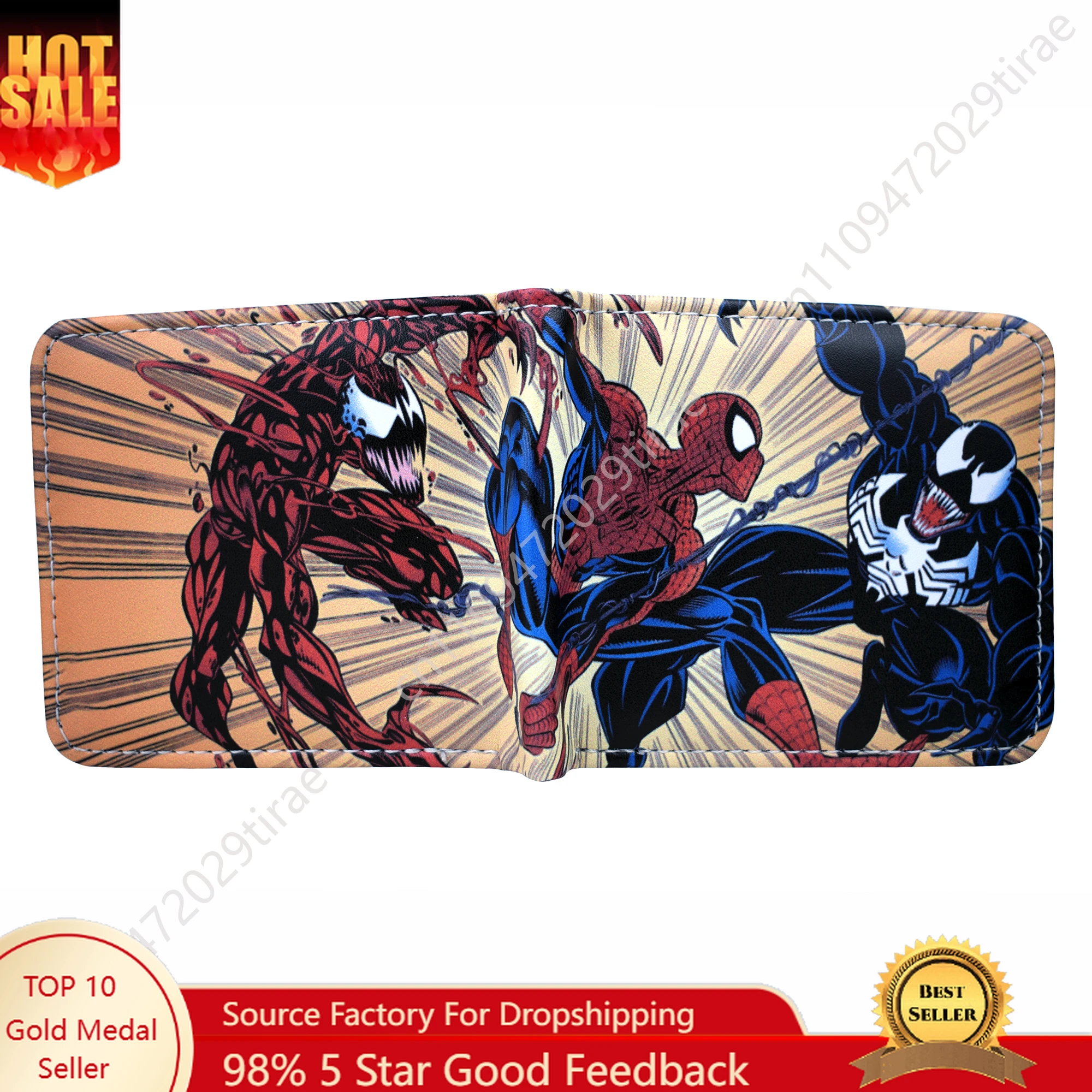 New Comics Cartoon Spider-Man Wallet  Cute Leather Bifold Wallet for Men Cosplay Accessories