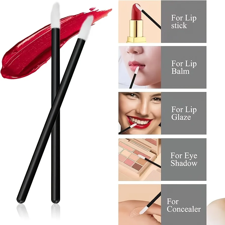 250-teiliges Lippen- und Wimpern-Set - 100 Lippenpinsel, 100 Mikrobürsten, 50 Spoolies mit Etui für Extensions (Salon/Zuhause) – Detail 7
