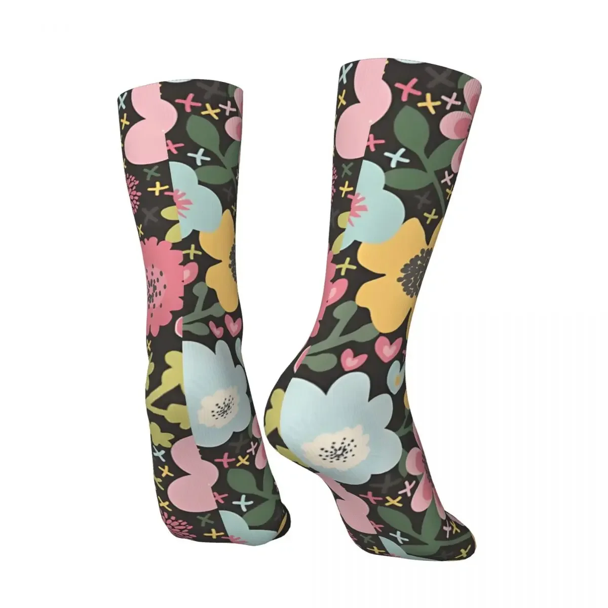 Floral Field Men's Socks Vintage Harajuku Street Style Novelty Casual Crew Sock