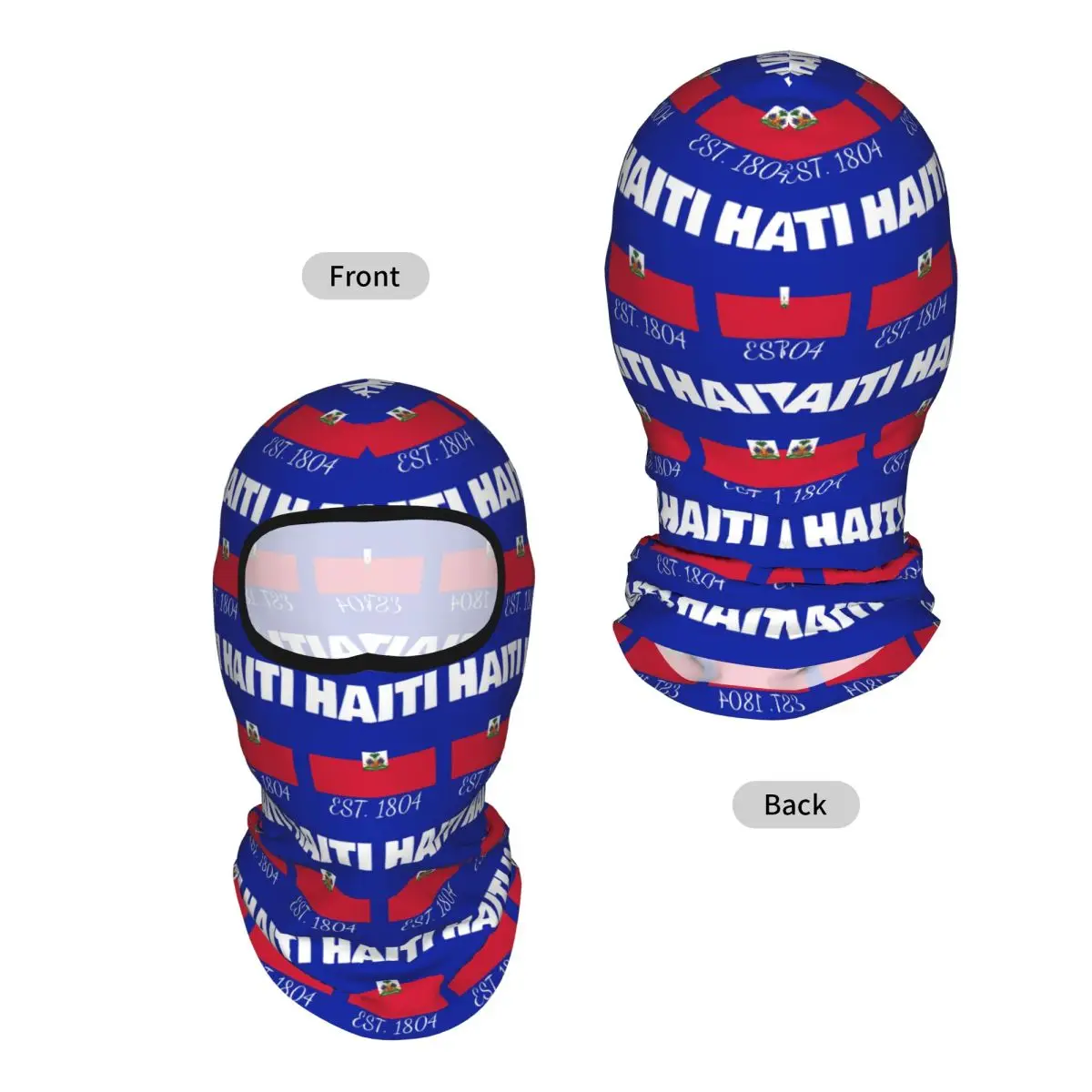 Haiti EST. 1804 Independence Haitian Flag Breathable Balaclava Full Face Mask Sun Protection Neck Gaiter For Motorcycle Cycling