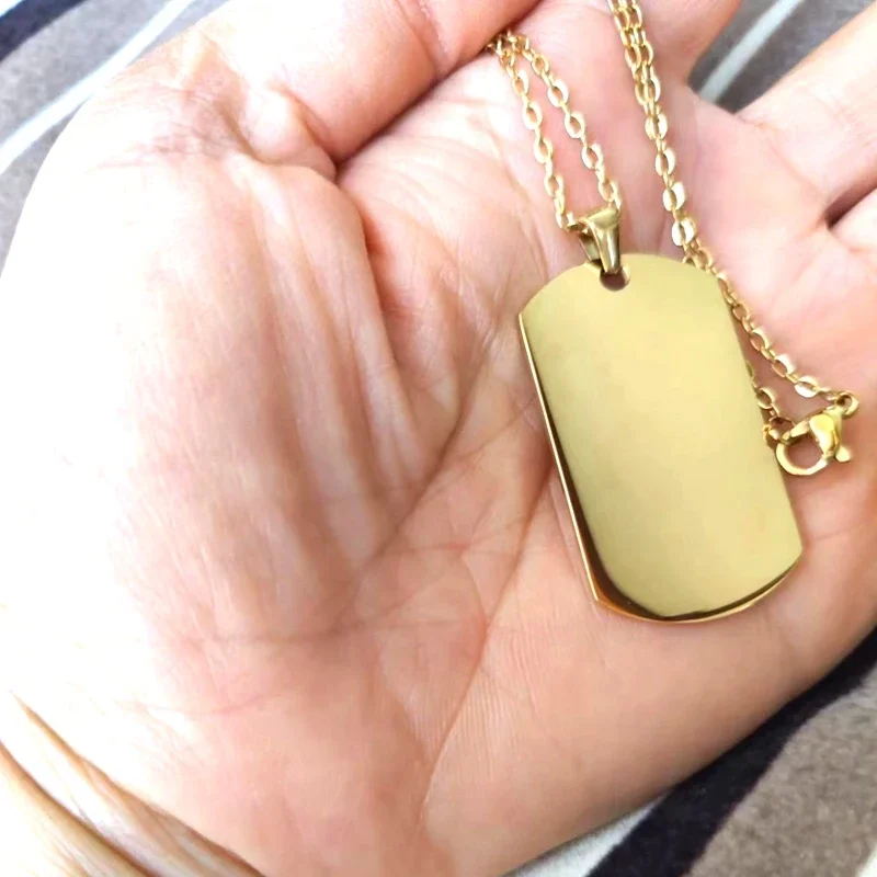 10Pcs 22*39mm Tag Necklace For Men Military Army Nameplate Blank Pendant Mirror Polished Stainless Steel Jewelry Accessories