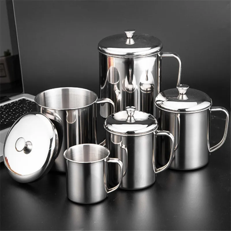 

304 Stainless Steel Coffee Tea Cups Mug Single Wall Air Beer Cup Insulated Beverage Coffee Mug water bottle kettle cover handle