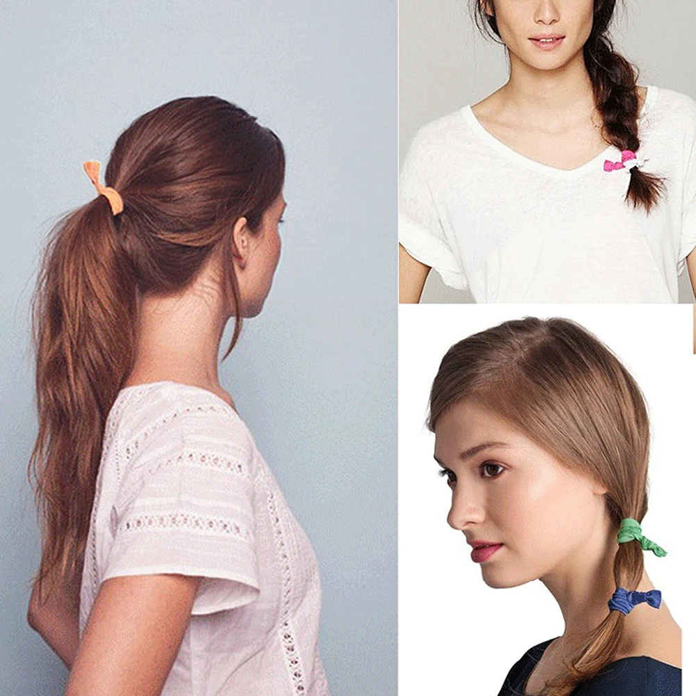 

50 pcs Elastic Ties Seamless Elastifc Girls Hair Tie Stretch Bands Ponytail Holders Hair Rope Knot Design Daily Use