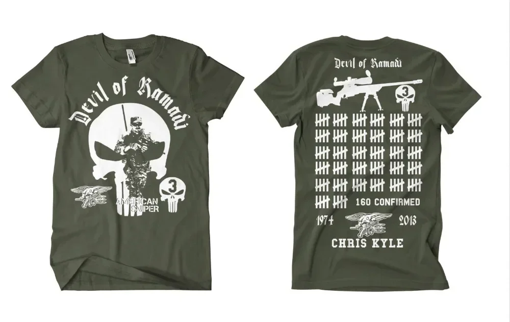 The Devil of Ramadi T-Shirt Oliv Chris Kyle American Sniper Scharfschutze Cpo Hot Sale New Double-sided Men'S New Fashion Shirt