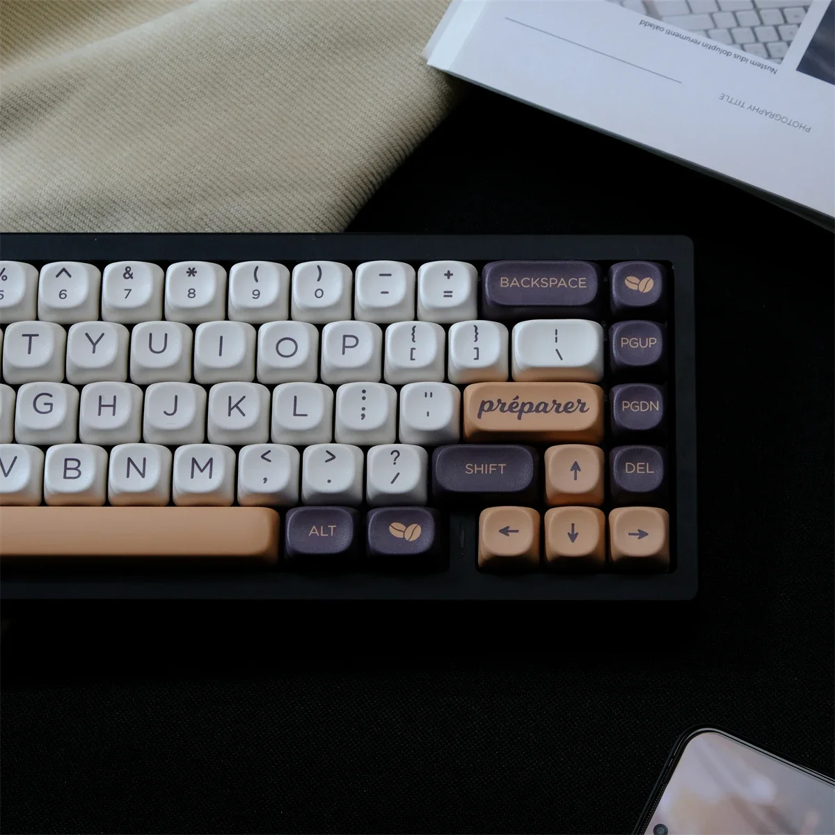 MOA keycap 126 tombol kopi PBT, tutup kunci profil MOA sublimasi lima sisi untuk tombol MX mekanik