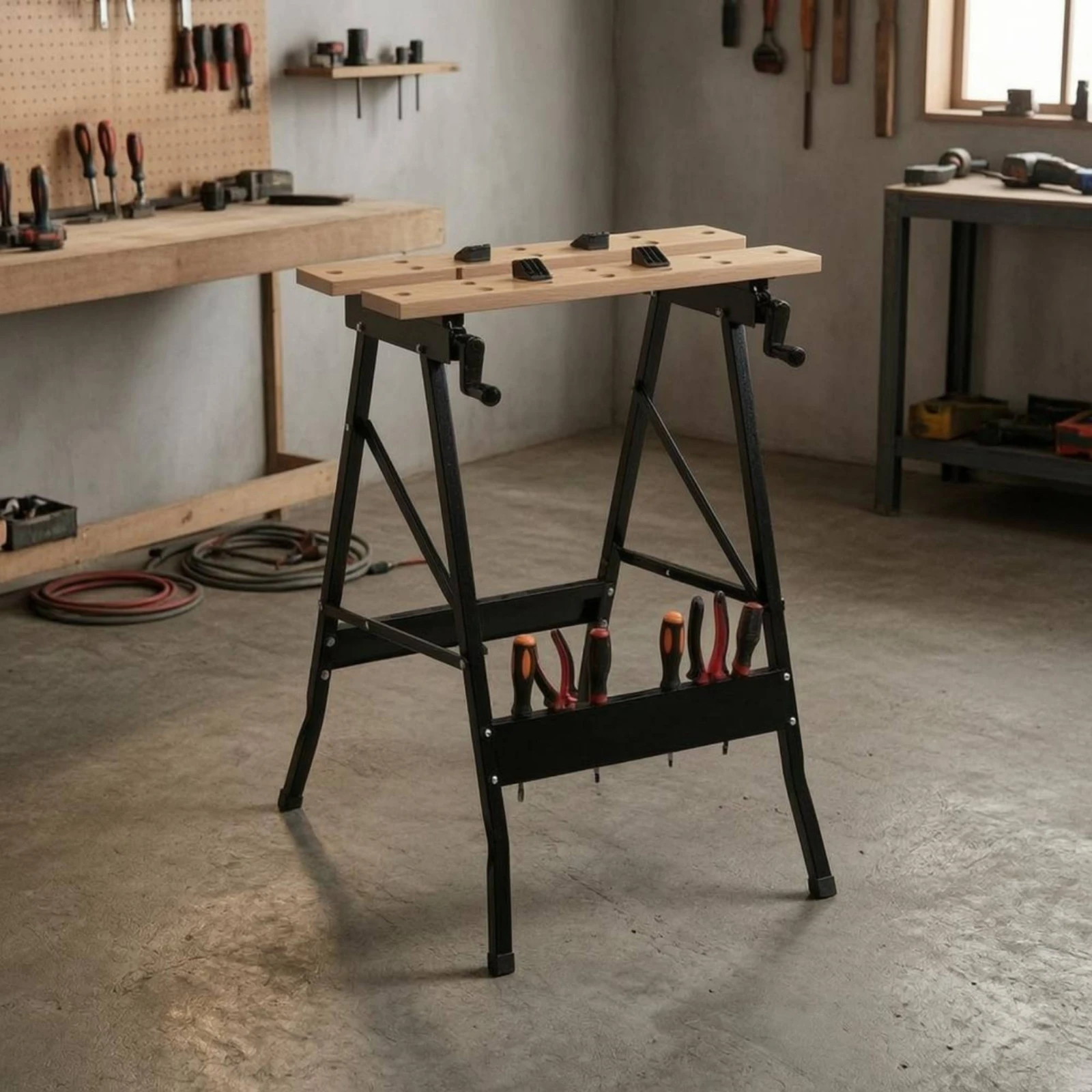 Woodworking Workbench Foldable Folding Workbench Work Table Easy Setup Tool Workspace Heavy Duty for Carpenters, Workshop