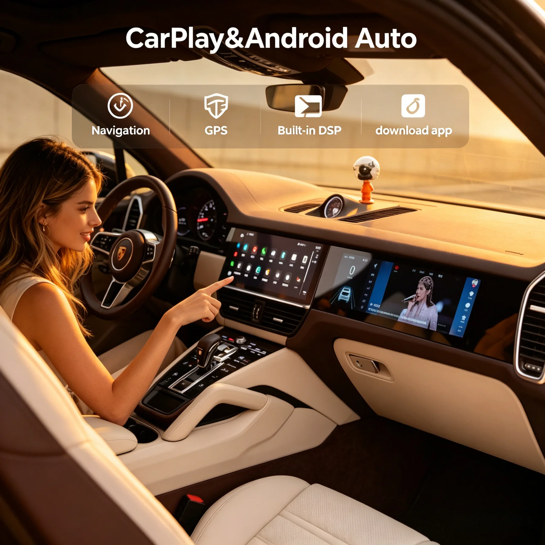 

Android NEW Upgrade Video Car Radio Stereo Instrument Head unit For Porsche Cayenne 2018-2024 Copilot Display Multimedia System
