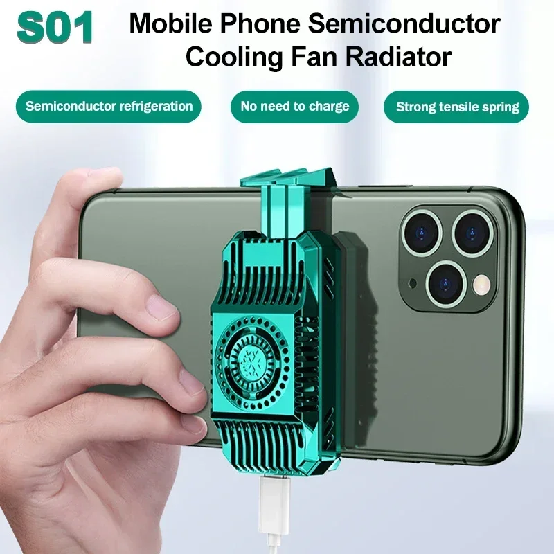 S01 Mobile Phone Semiconductor Fast Cooling Fan Radiator Type-C Back Clip Game Cooler for IOS Android PUBG Gaming Accessories