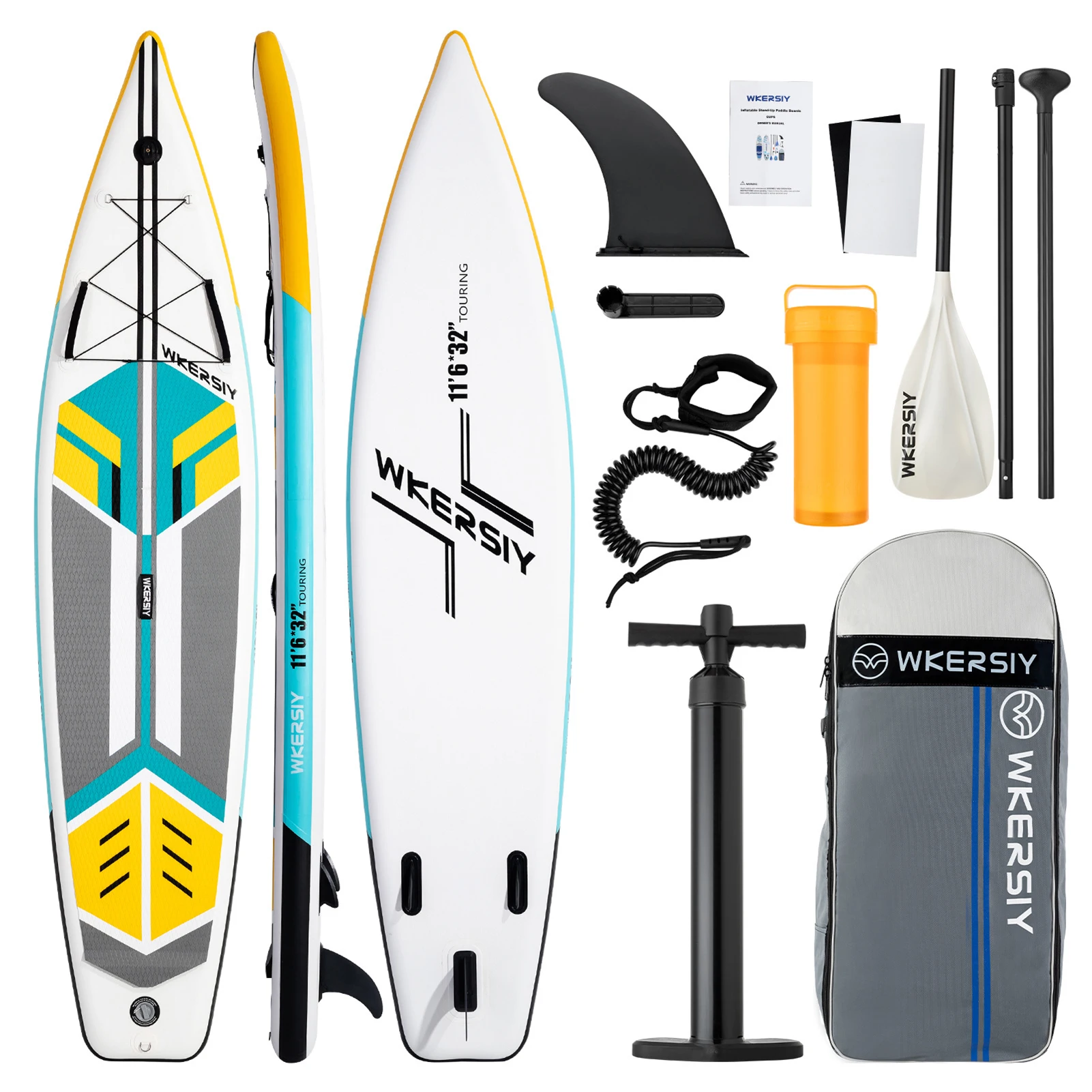 

Inflatable Stand Up Paddleboard S UP Board 6 Inch Thick Surfboard Surf Set with Surf Fin Coiled Leash Inflator Pump Carry Bag