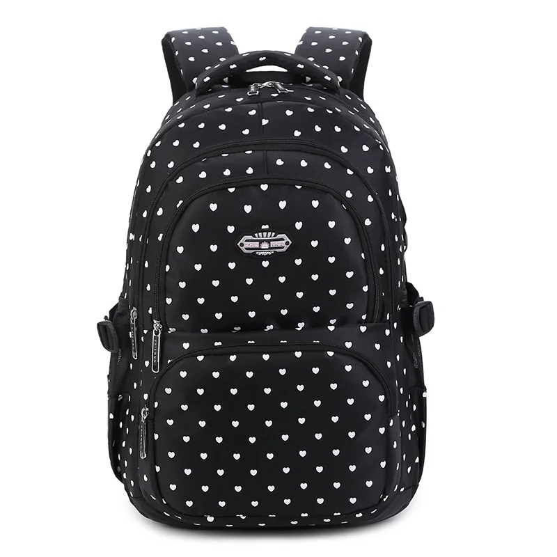 Fashion Heart Print Shoulder Bag for Teen Women Large Capacity Waterproof Kids Backpacks Primary High School Students Schoolbags