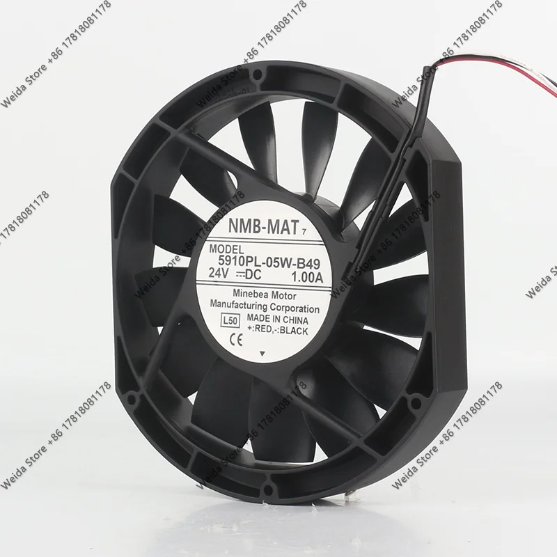NMB 5V 12V 48V AC EC 17225 172X150X25MM 17.2CM Aluminum frame 3-wire 5910PL-05W-B49 cooling fan DC 24V 1.00A