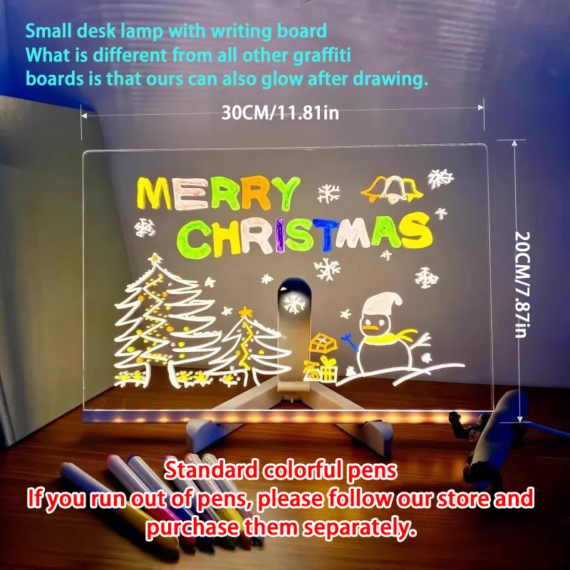 

Light Up Acrylic Message Board Rewritable DIY Children's Glowing Drawing Board Message Lamp With 7 Colorful Pens 2026 New