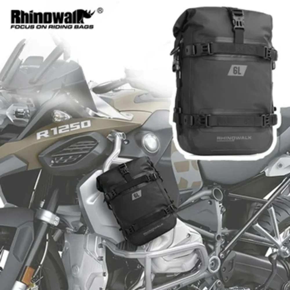 Rhinowalk 6L Crash Bar Dry Bag Waterproof Motorcycle Bumper Bag Motorbike Frame Rack Pack Tail Storage Motor Tank Pannier Bag