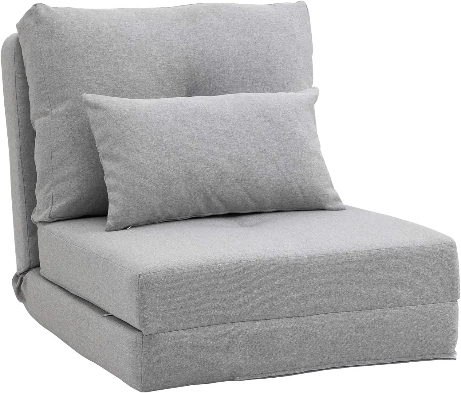 Sofá cama tapizado plegable con respaldo ajustable, marco de Metal y almohadas para sala de estar y dormitorio, color gris claro