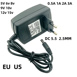 AC 110-240V DC 5V 6V 8V 9V 10V 12V 15V 0.5A 1A 2A 3A Uniwersalny zasilacz Ładowarka Adapter Eu Us do pasków świetlnych LED