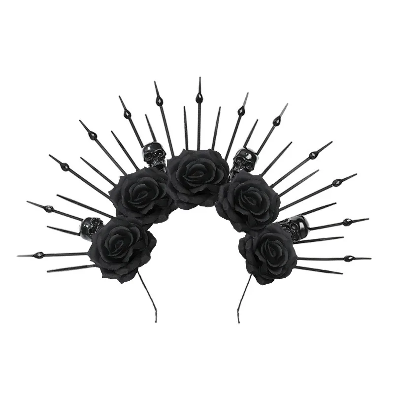 Habillage de bande de sauna rose noire pour Halloween, vêtements gothiques, accessoires de cheveux de reine, accessoires de cosplay, modules de fête, Seton, aught