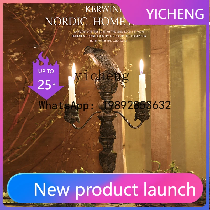 

X2 Retro Nostalgic Candle Holder Home Living Room Dining Table Decoration Resin Candle Stand