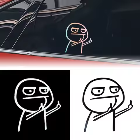 Car Motorcycle Cartoon Funny Middle Finger Reflective Vinyl Sticker Bicycle Decal Styling Decor Exterior Accessories