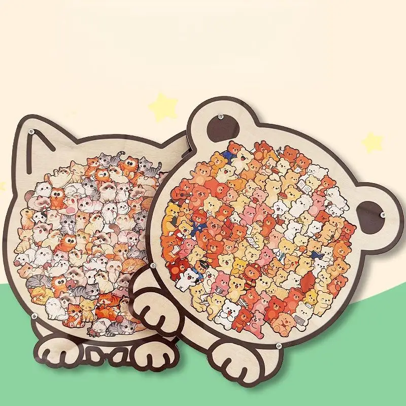 【Nouveau】 1 ensemble de puzzles en bois à thème animal (chien, chat, ours) pour soulager le stress, jouet de décoration pour la maison, jouets éducatifs amusants, cadeau