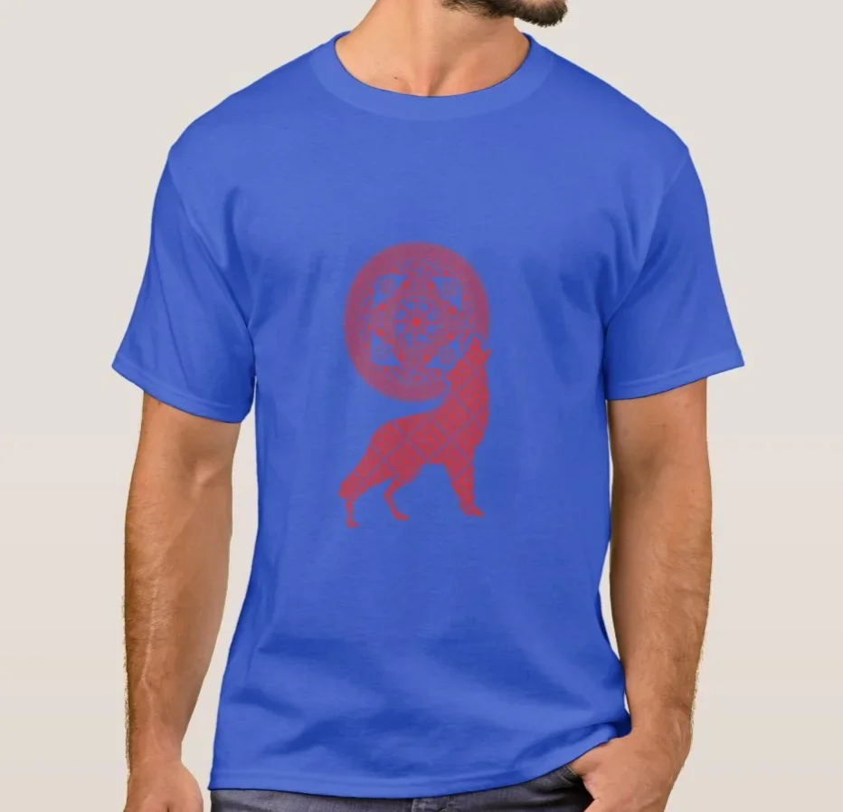 Svetoch Double Kolovrat Slavic God Symbol with Wolf Printed T-Shirt. Summer Cotton Short Sleeve O-Neck Unisex T Shirt New S-3XL