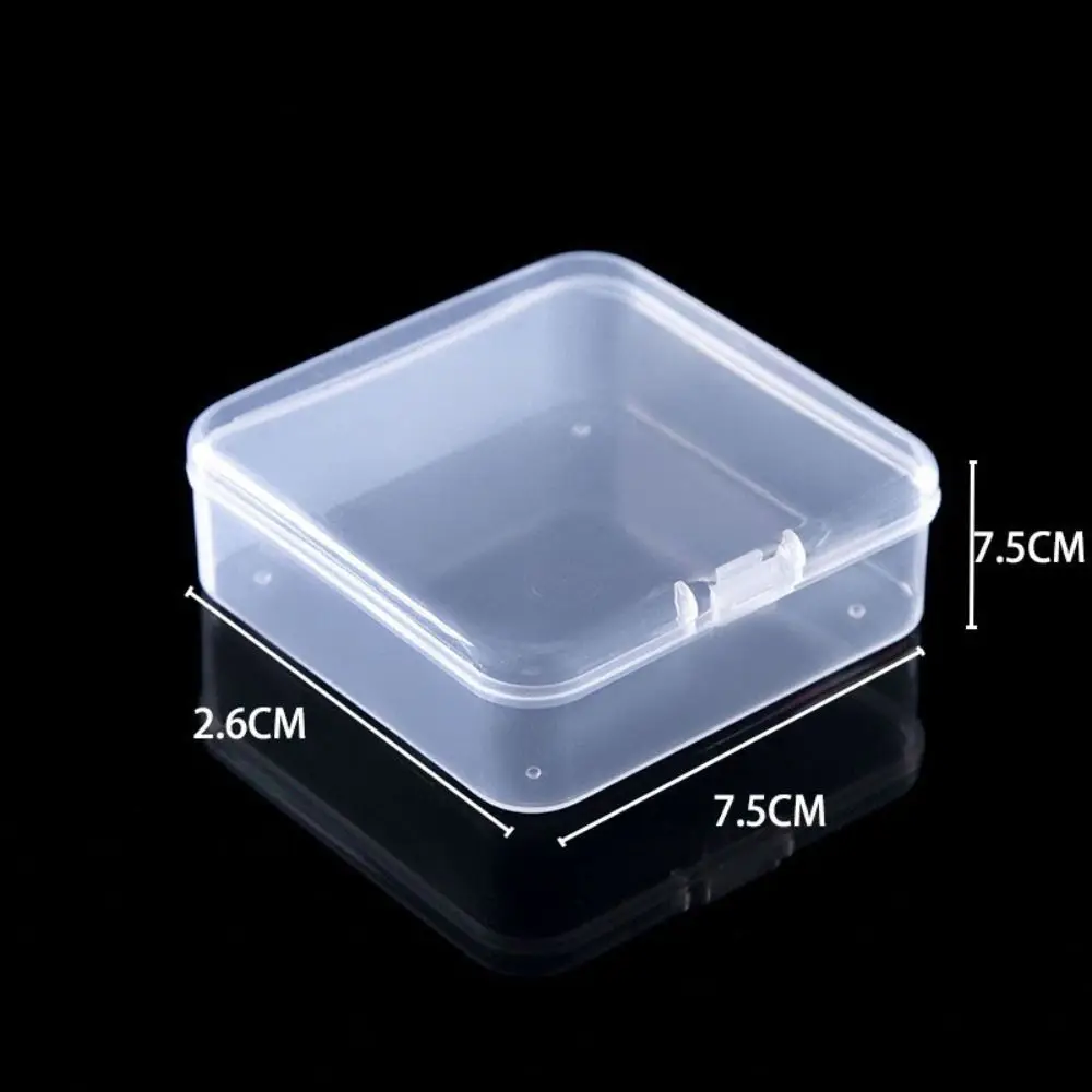 Mini caja de almacenamiento cuadrada de plástico transparente, organizador de joyas, pendientes, anillos, cuentas, artículos pequeños, herramientas,