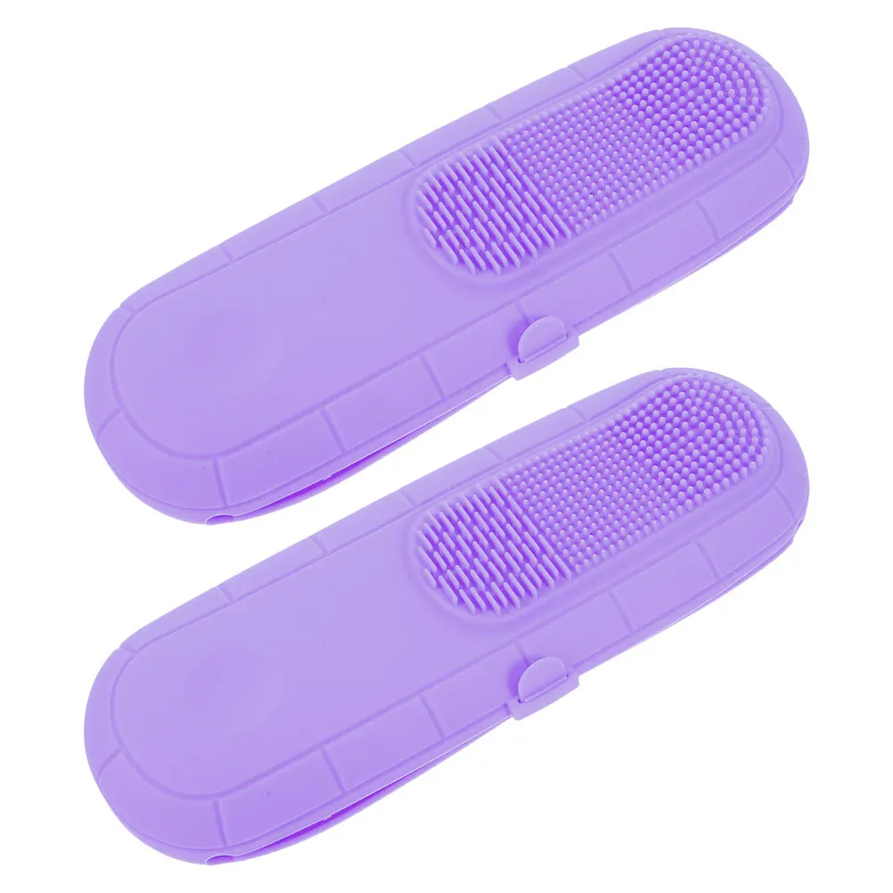 

2pcs Silicone Makeup Brush Bag Travel Holder Cleaning Mat Storage Pouch Portable Organizer For Women Compact Dual Function