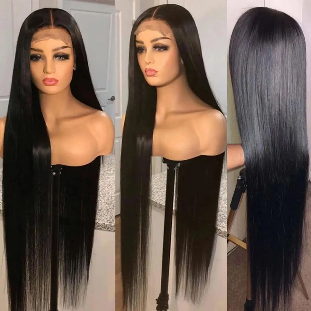 30 32 Inch Brazilian Bone Straight 13x4 13x6 Transparent Lace Front Human Hair Wigs 360 Lace Frontal Wig 4X4 Lace Closure Wig