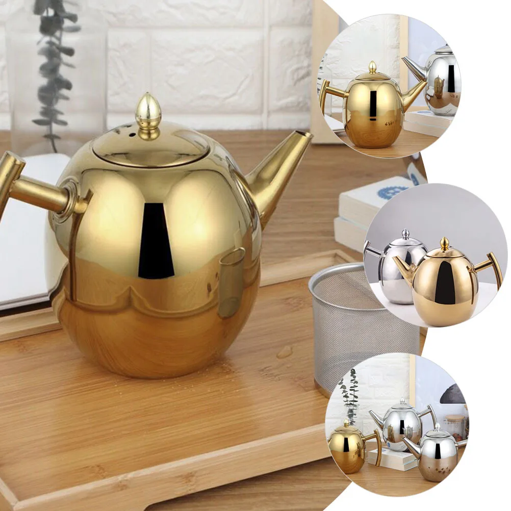 

1pcs Stainless Steel Tea Kettle Small Portable Coffee Pot With Strainer For Home Office Hotel Modern Metal Teapot Kitchen Tool
