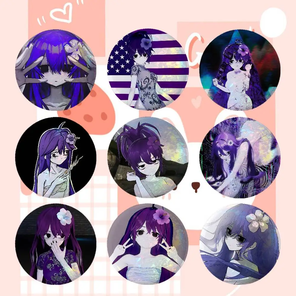 Cool Game-jvne Luvs U S Anime Game Laser Double Flash Tinplate Badge Cartoon Character Pin Brooch Fan Collectible Cosplay Mercha