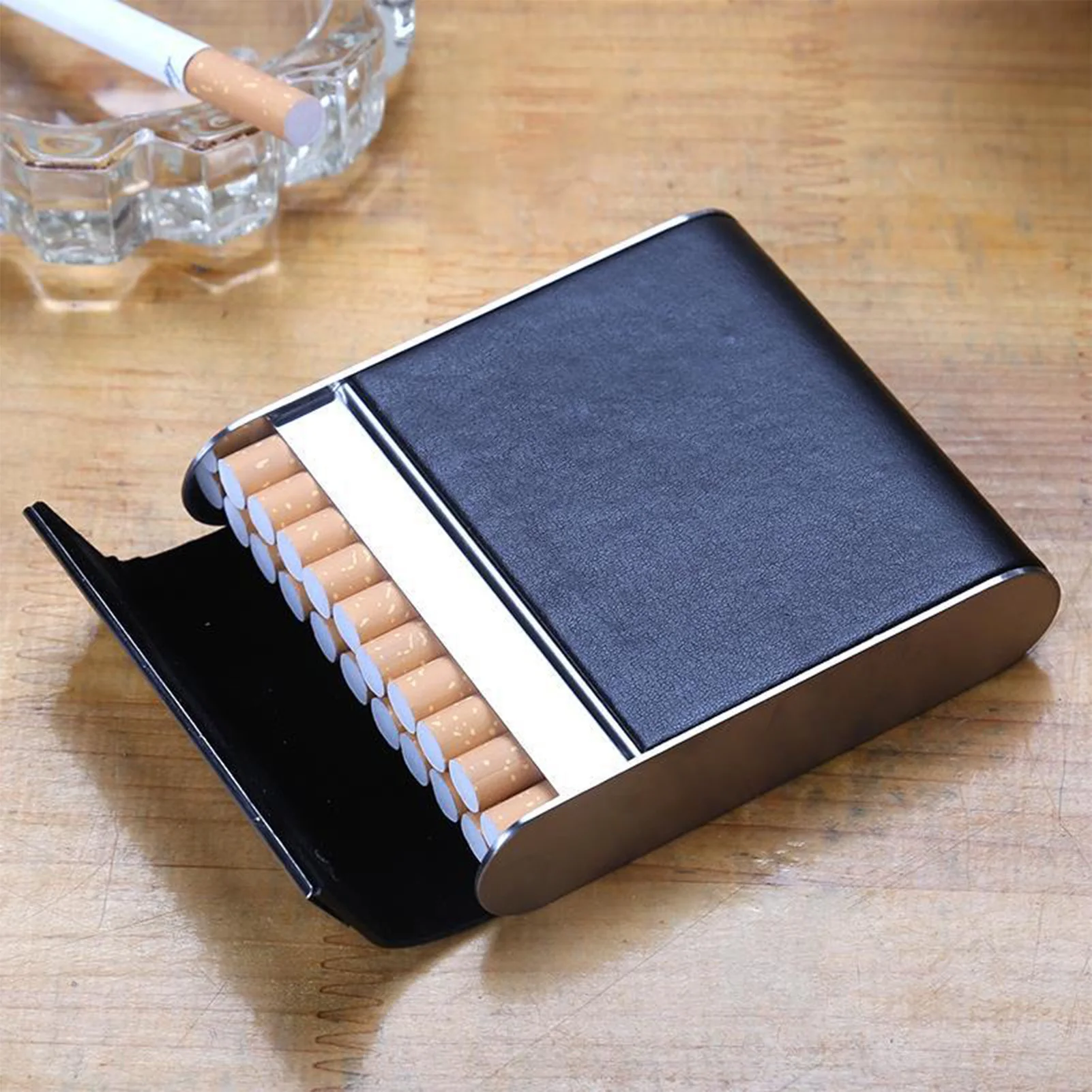 Stainless Steel Cigarette Case 20 Sticker Business Cigarette Box Lightweight Pocket Carrying Box Gift For Father Husband Friend