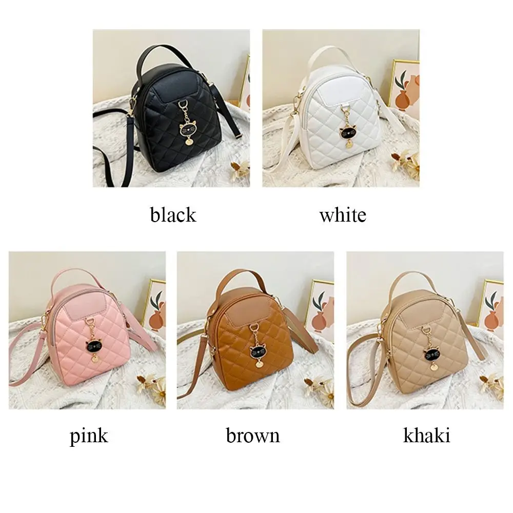 Fashion Small Backpack Women Girls Shoulder Bags Grids PU Leather Bag Mini School Bags Casual Rucksack