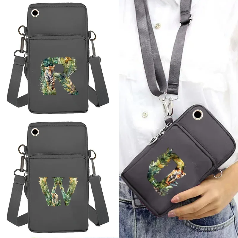 

Women's Purse Small Crossbody Bag Portable Mobile Phone Bag Canvas Mobile Phone Purse Jungle Tiger Series Shoulder Bag 2024 New