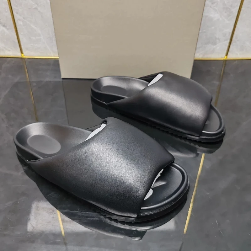 

Мужские тапочки высшего качества из натуральной кожи, мужские повседневные модные сандалии, удобные дышащие сандалии, обувь с подкладкой