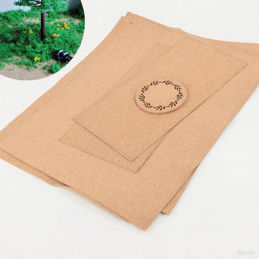 DIY Craft Materials Thin Cork Boards Felt Sheets Terrain Road Textures for Miniature Scenery School Projects Art