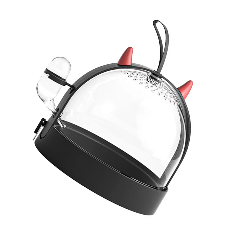 

Portable Hamster Carrier Cage Black with Handle Lightweight Small Pet Travel Box Outdoor Use Push Lock Hamster Carrier