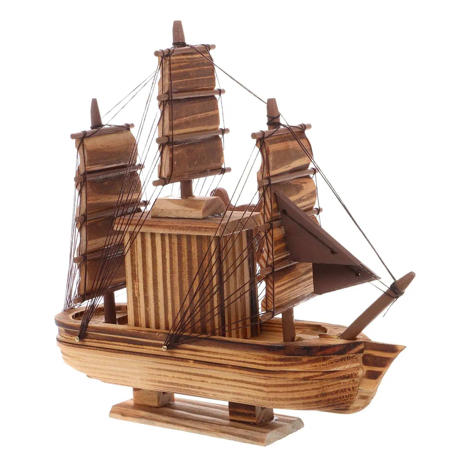 

Wooden Sailing Ship Model Ancient Boat Decor Solid Wood Craft Realistic Shape Desktop nament Non Fading Color Long