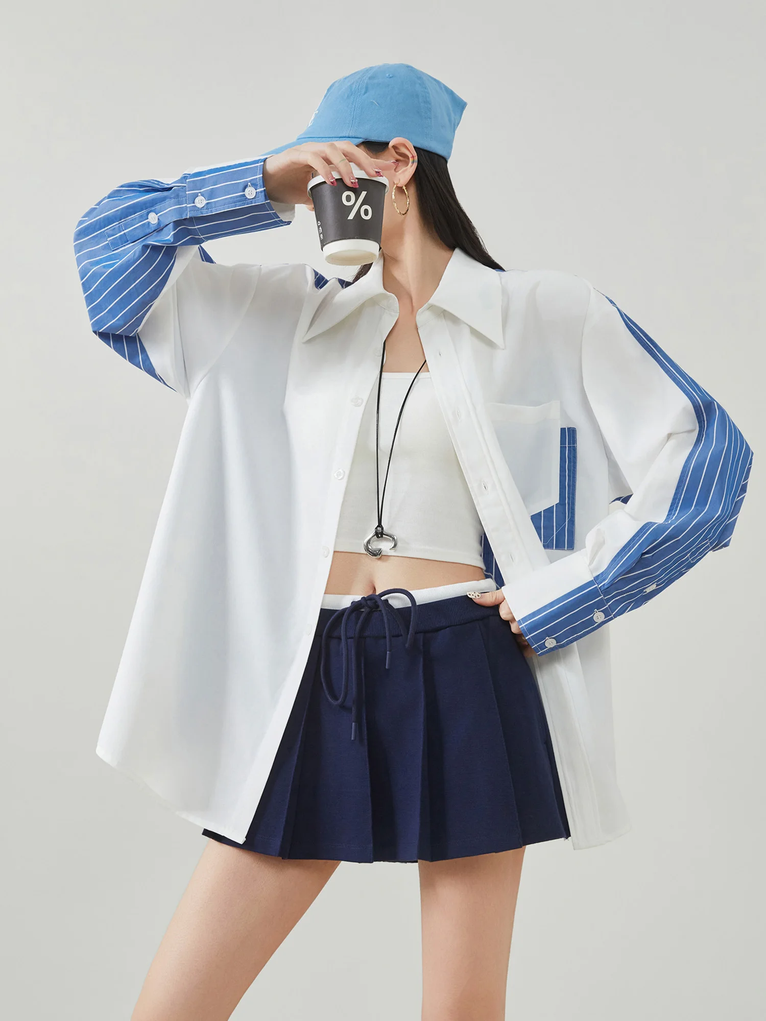 

Женская рубашка-жакет в полоску с длинным рукавом, весна 2026, новая, свободного кроя, универсальная, для многослойных образов, модная, для повседневной носки