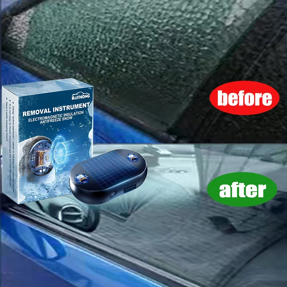 Car Window Glass Anti-ice Snow Remover Solar/USB Antifreeze Snow Removal Instrument 5-12V Winter Deicing Device Car Defroster