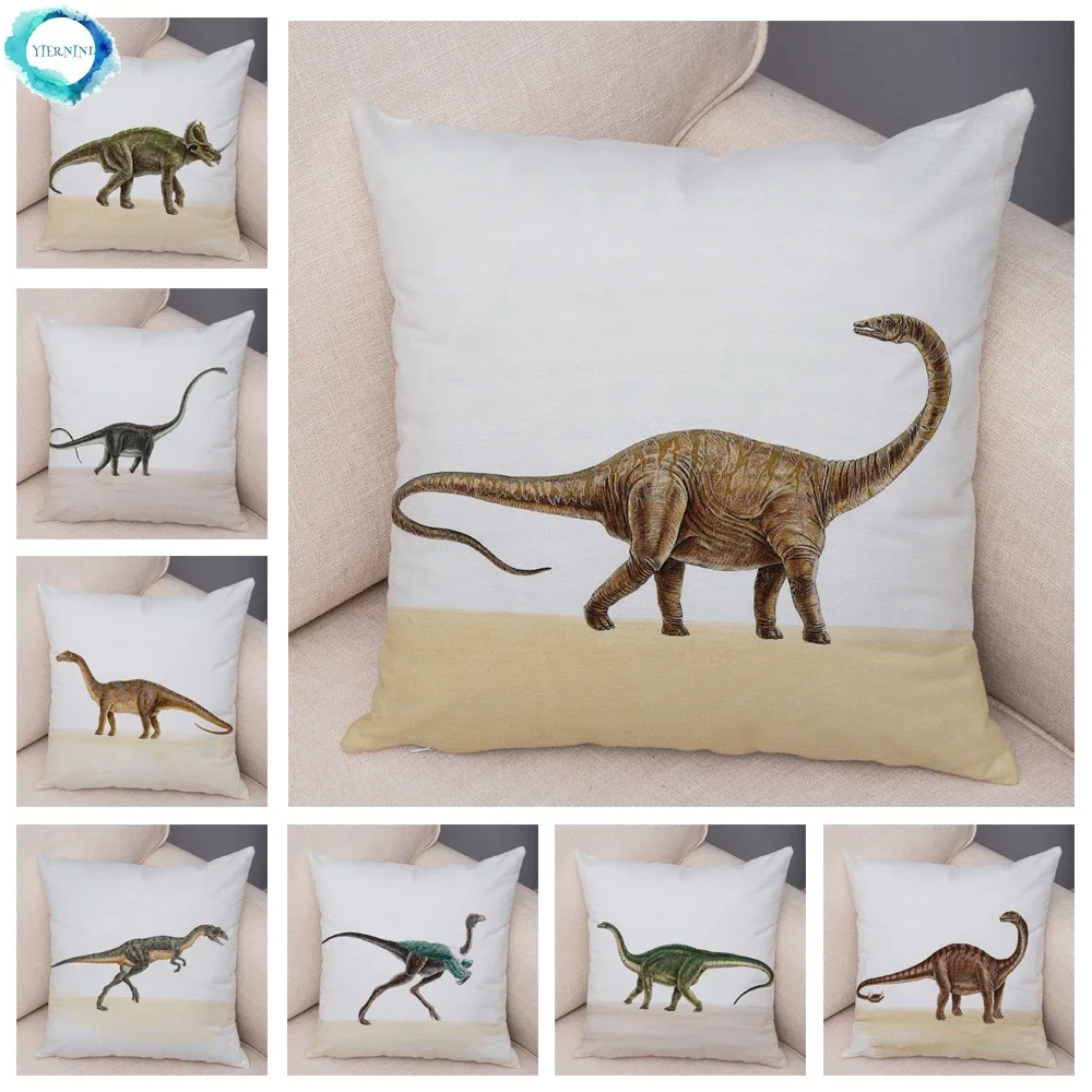 

Jurassic Cartoon Dinosaur Cushion Cover for Sofa Home Children Room Decor Wild Animal Print Pillow Case Plush Pillowcase 45x45cm