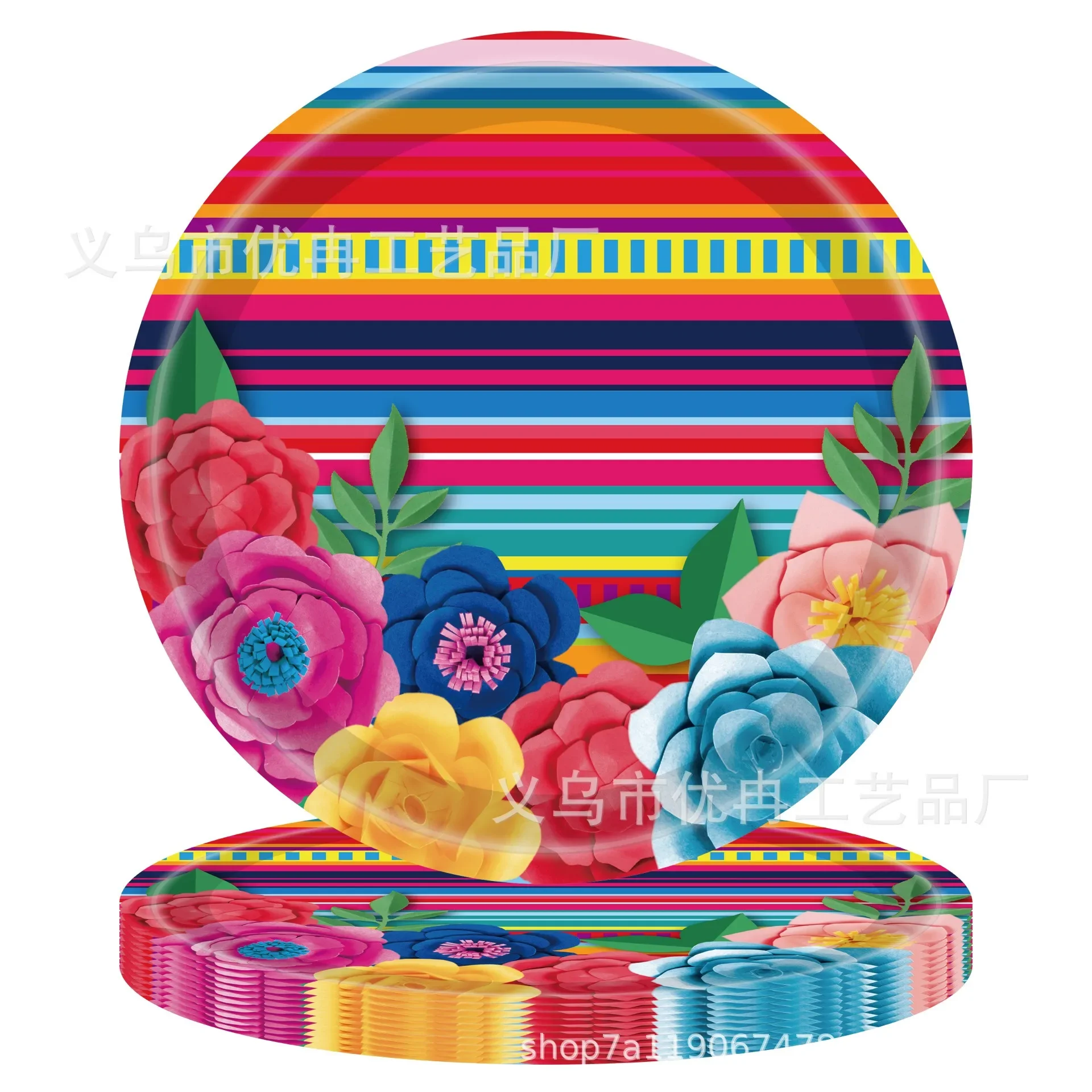 Vajilla desechable con tema de Carnaval mexicano, platos de papel con flores coloridas a rayas del arco iris, servilletas, decoración para fiesta de feliz cumpleaños, 8 Uds.