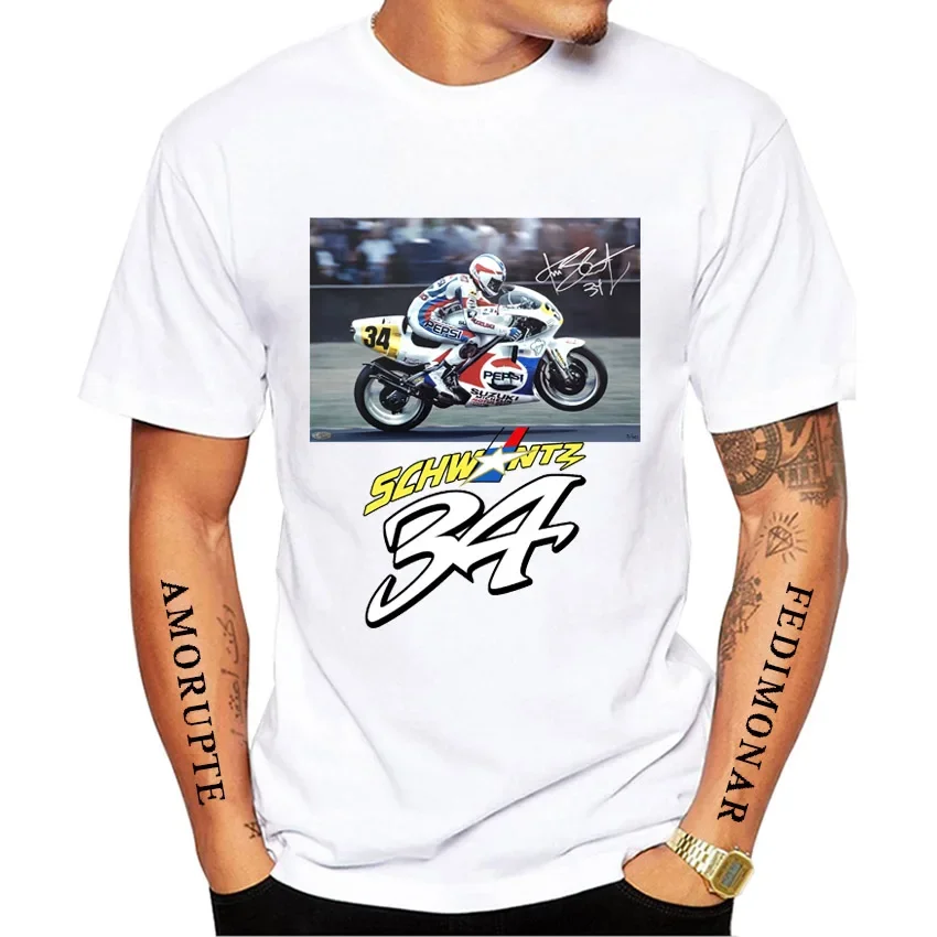 

KEVIN SCHWANTZ 34 Classic T-Shirt New Summer Men Short Sleeve GS Adventure Motorcycle Sport Casual Boy White Tees Rider Tops